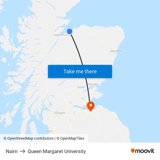 Nairn to Queen Margaret University map