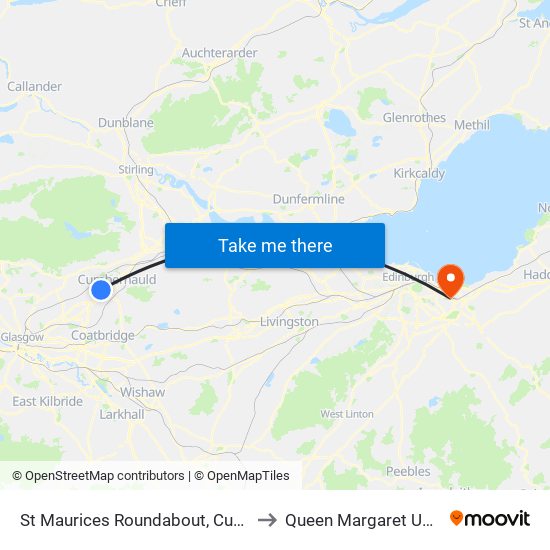 St Maurices Roundabout, Cumbernauld to Queen Margaret University map