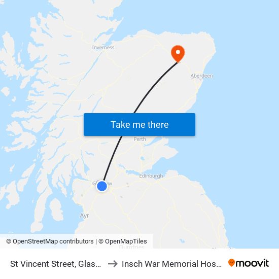 St Vincent Street, Glasgow to Insch War Memorial Hospital map