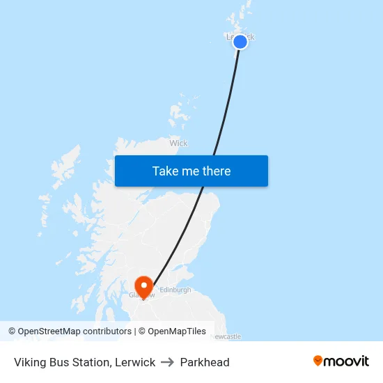 Viking Bus Station, Lerwick to Parkhead map