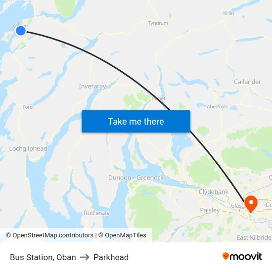 Bus Station, Oban to Parkhead map