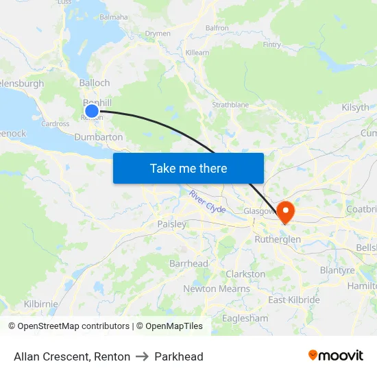 Allan Crescent, Renton to Parkhead map