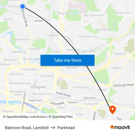 Balmore Road, Lambhill to Parkhead map