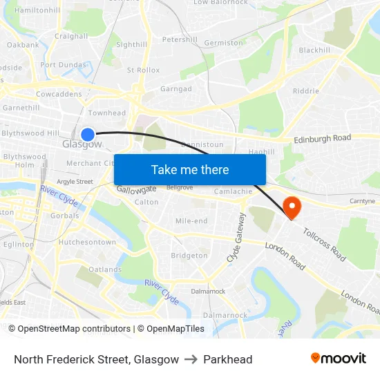 North Frederick Street, Glasgow to Parkhead map