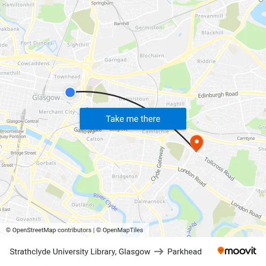 Strathclyde University Library, Glasgow to Parkhead map