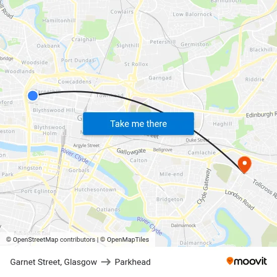 Garnet Street, Glasgow to Parkhead map