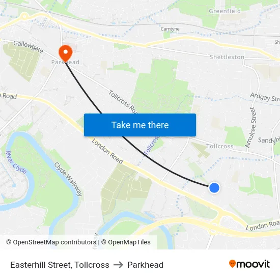 Easterhill Street, Tollcross to Parkhead map