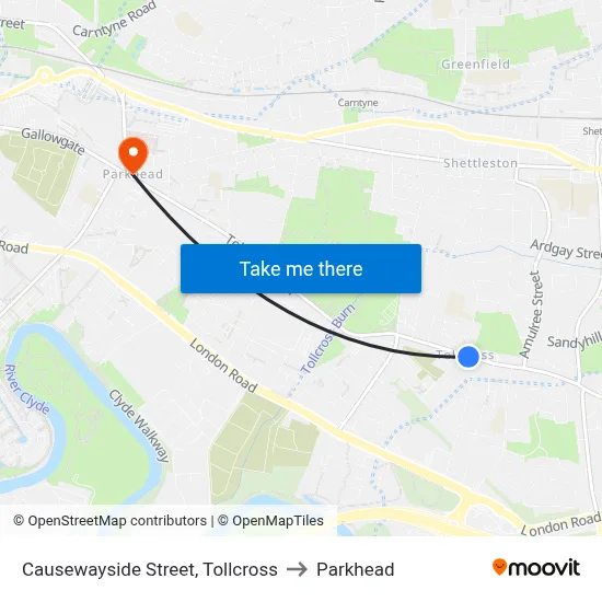 Causewayside Street, Tollcross to Parkhead map