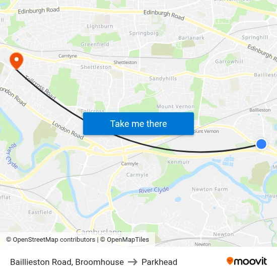 Baillieston Road, Broomhouse to Parkhead map