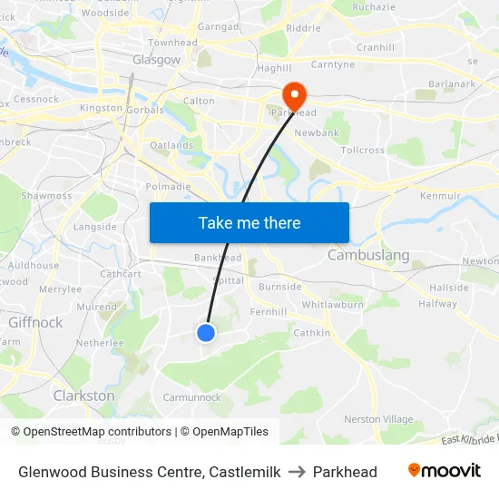 Glenwood Business Centre, Castlemilk to Parkhead map