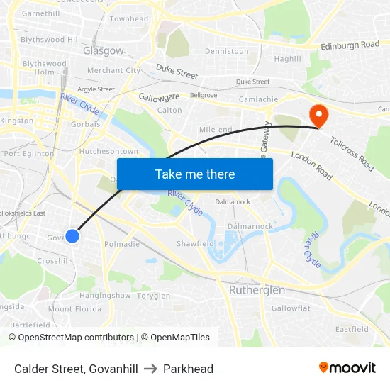 Calder Street, Govanhill to Parkhead map