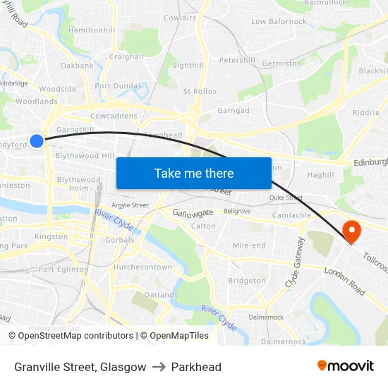 Granville Street, Glasgow to Parkhead map