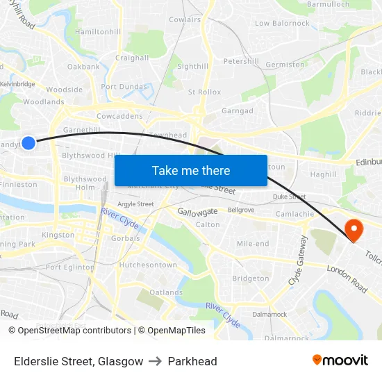 Elderslie Street, Glasgow to Parkhead map