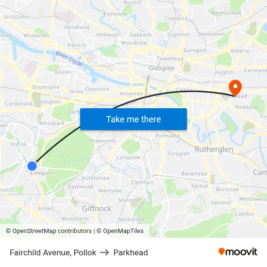 Fairchild Avenue, Pollok to Parkhead map