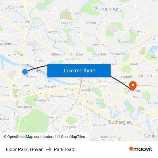 Elder Park, Govan to Parkhead map