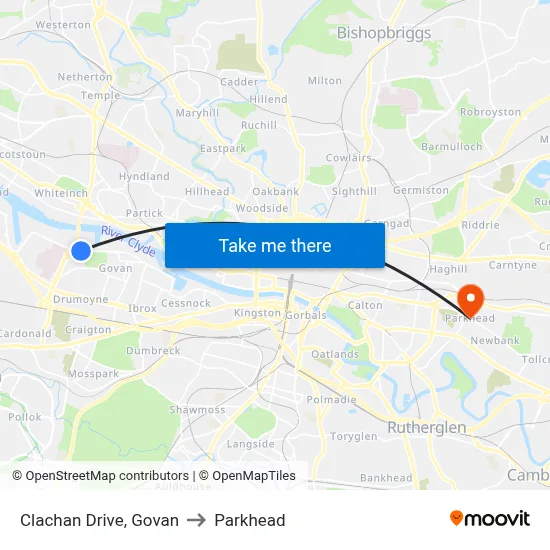 Clachan Drive, Govan to Parkhead map