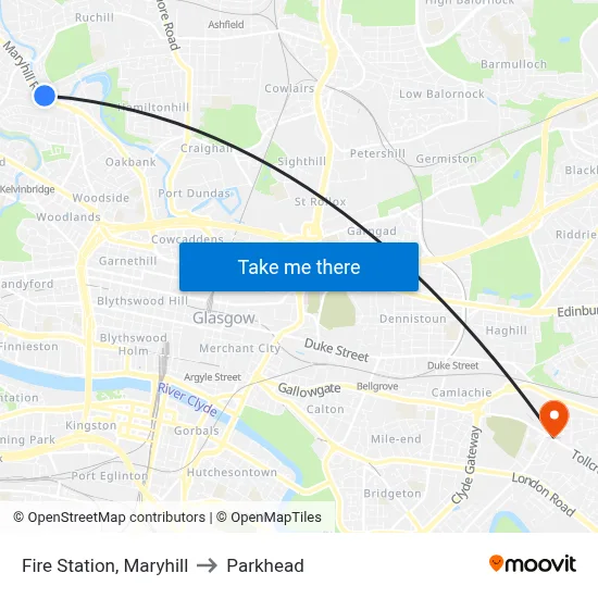 Fire Station, Maryhill to Parkhead map