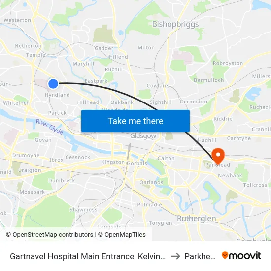 Gartnavel Hospital Main Entrance, Kelvinside to Parkhead map