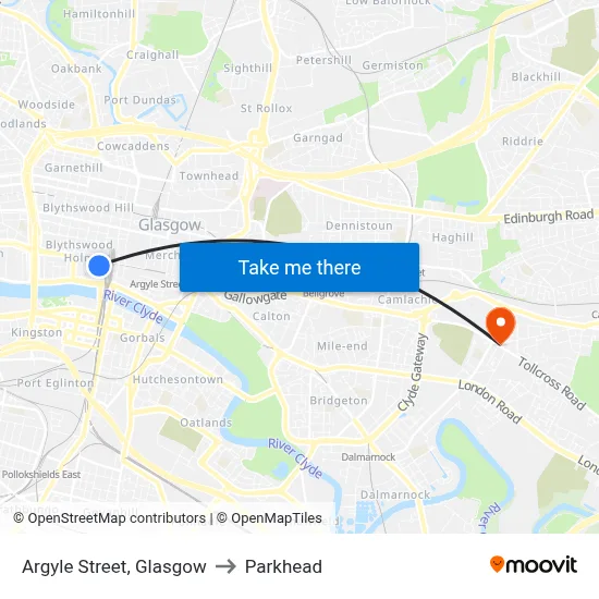 Argyle Street, Glasgow to Parkhead map