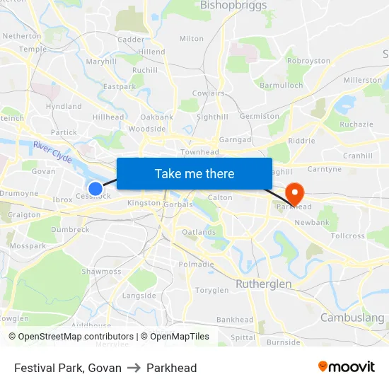 Festival Park, Govan to Parkhead map