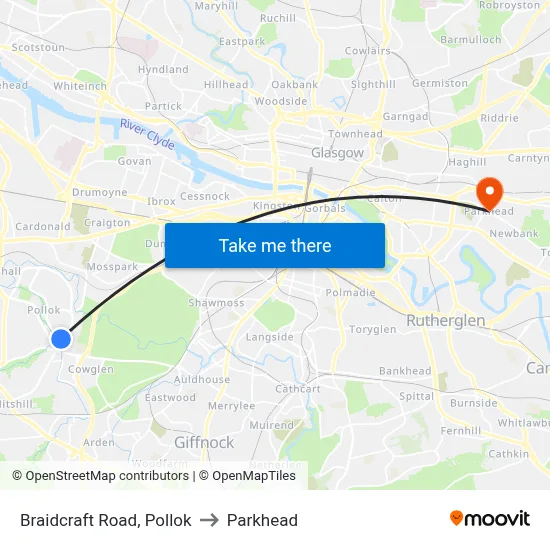 Braidcraft Road, Pollok to Parkhead map