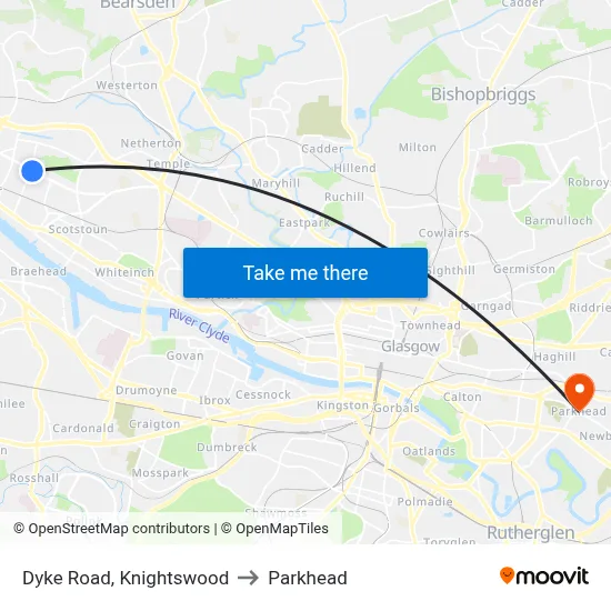 Dyke Road, Knightswood to Parkhead map