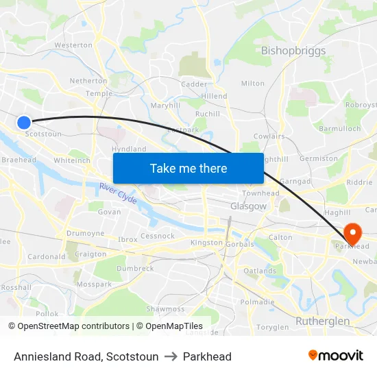 Anniesland Road, Scotstoun to Parkhead map