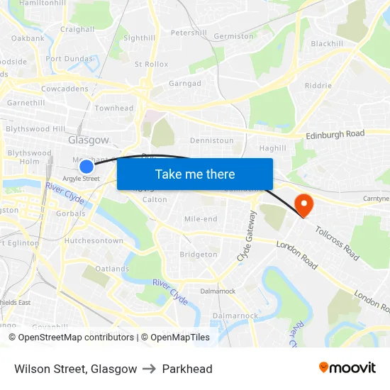 Wilson Street, Glasgow to Parkhead map