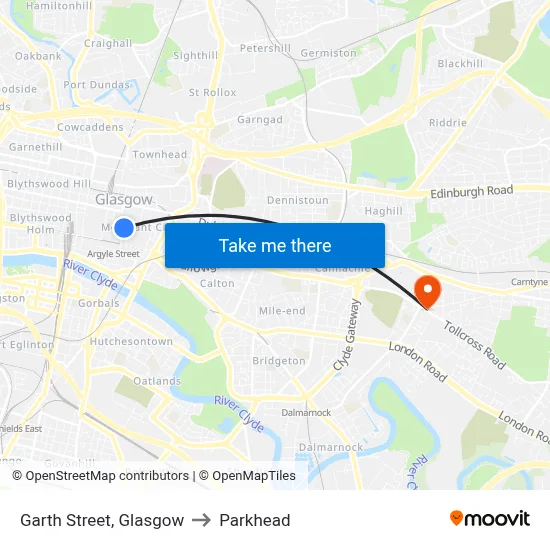 Garth Street, Glasgow to Parkhead map