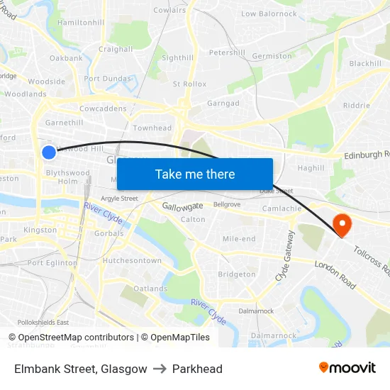 Elmbank Street, Glasgow to Parkhead map