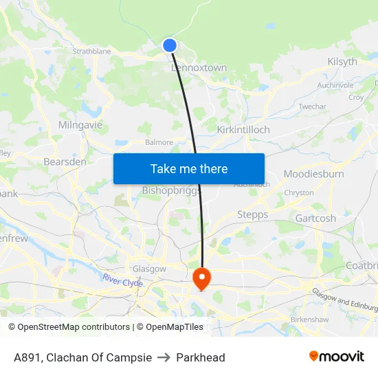 A891, Clachan Of Campsie to Parkhead map