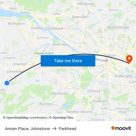 Annan Place, Johnstone to Parkhead map