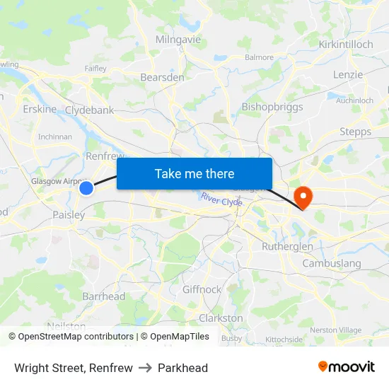 Wright Street, Renfrew to Parkhead map