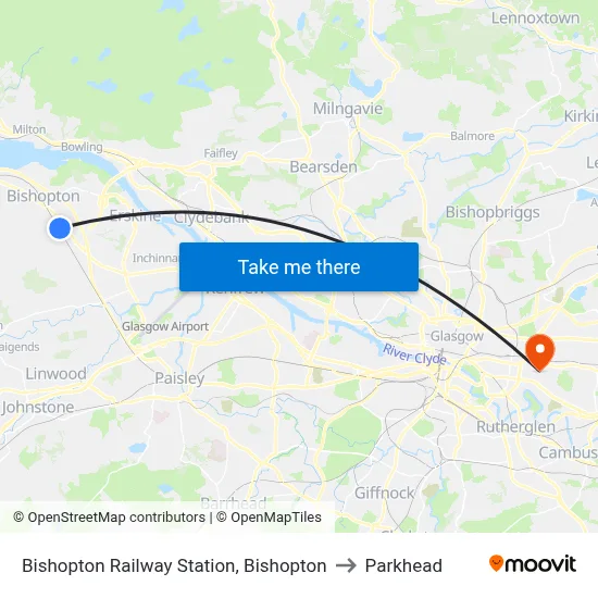 Bishopton Railway Station, Bishopton to Parkhead map