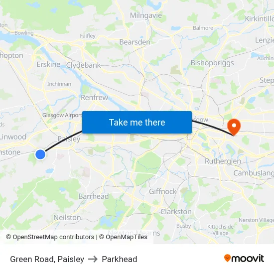 Green Road, Paisley to Parkhead map