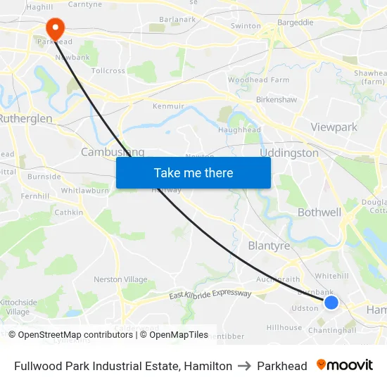 Fullwood Park Industrial Estate, Hamilton to Parkhead map