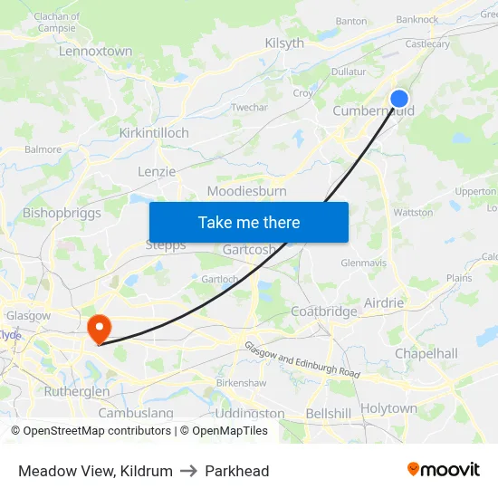 Meadow View, Kildrum to Parkhead map