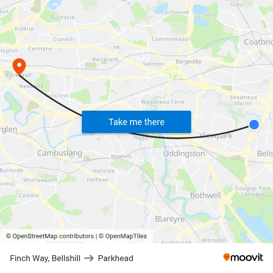 Finch Way, Bellshill to Parkhead map