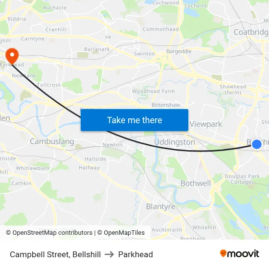 Campbell Street, Bellshill to Parkhead map