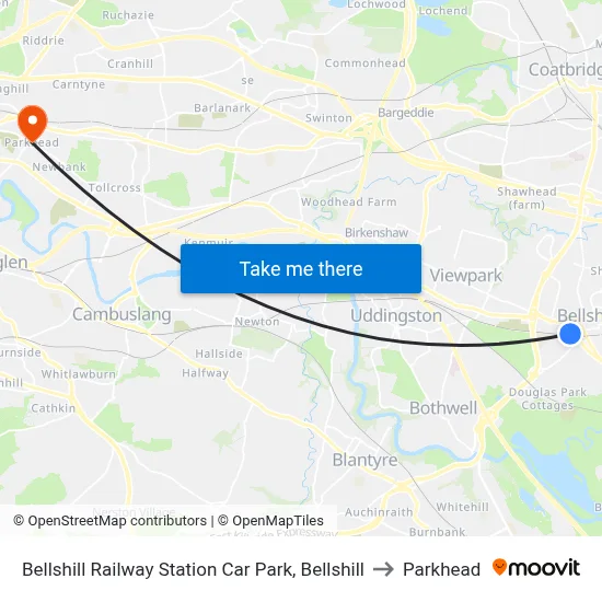 Bellshill Railway Station Car Park, Bellshill to Parkhead map