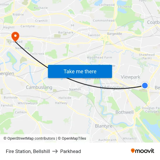 Fire Station, Bellshill to Parkhead map