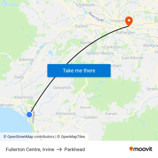 Fullerton Centre, Irvine to Parkhead map