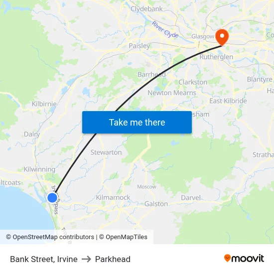 Bank Street, Irvine to Parkhead map