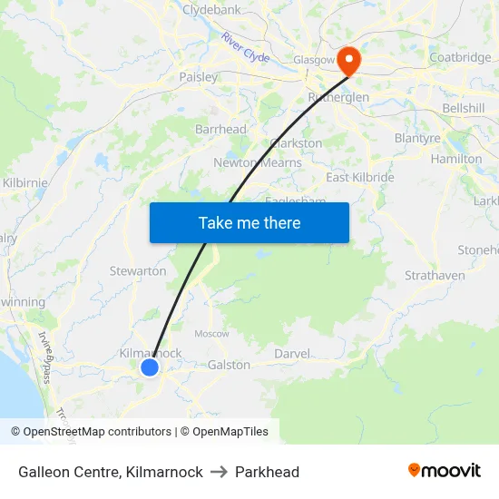 Galleon Centre, Kilmarnock to Parkhead map