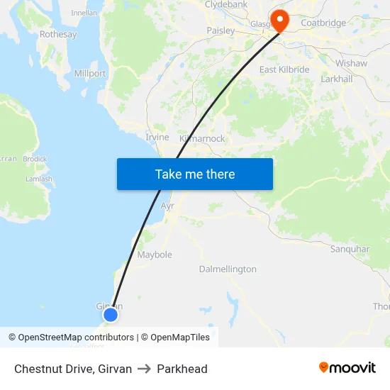 Chestnut Drive, Girvan to Parkhead map