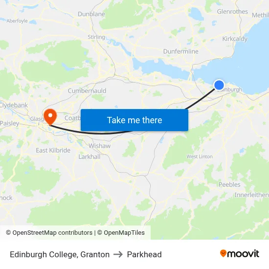 Edinburgh College, Granton to Parkhead map