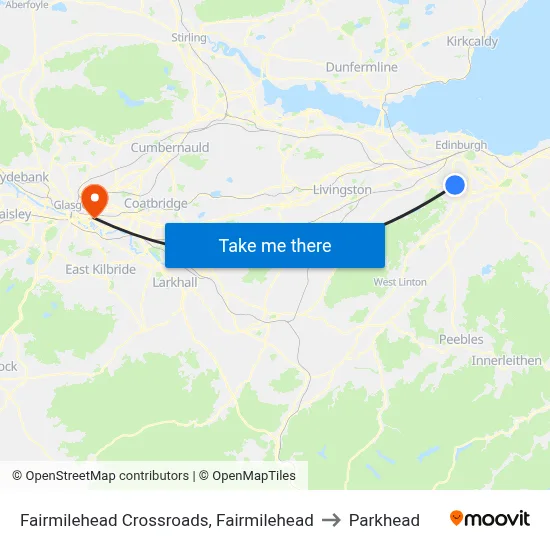 Fairmilehead Crossroads, Fairmilehead to Parkhead map