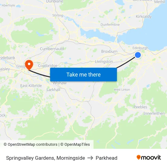 Springvalley Gardens, Morningside to Parkhead map