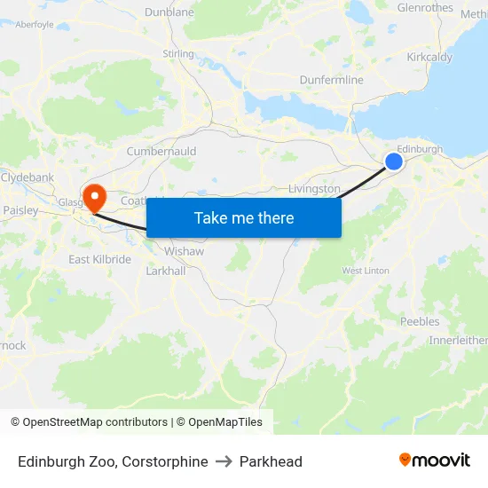 Edinburgh Zoo, Corstorphine to Parkhead map