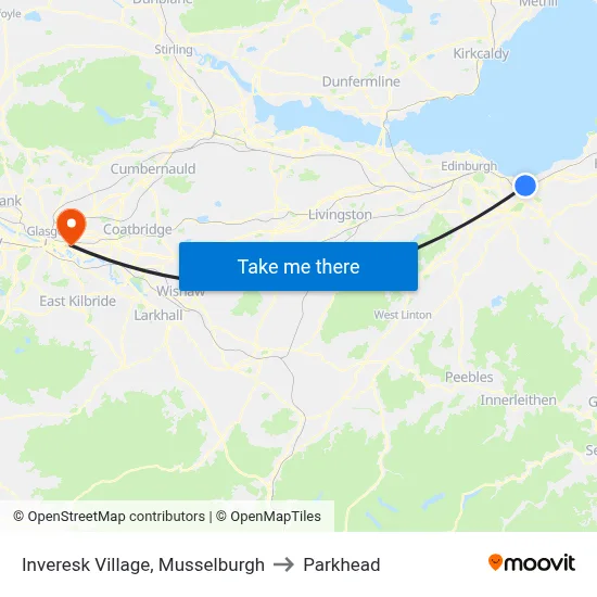 Inveresk Village, Musselburgh to Parkhead map